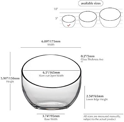 WGVI Clear Slant Cut Bowl Glass Vase, Glass Terrarium, Candy Dish, Glassware, Slant Cut, 7" Width, 6" Height (1 Piece) - image 3 of 4