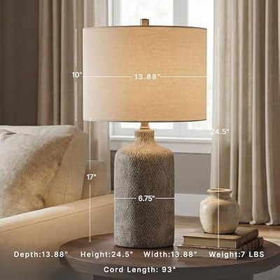 Signature Design by Ashley Linus 24.5" Ceramic Bedside Table Lamp, Black - image 3 of 4