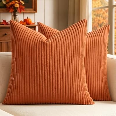 MIULEE Fall Decorative Corduroy Throw Pillow Covers Set of 2 20x20 Orange - image 2 of 4