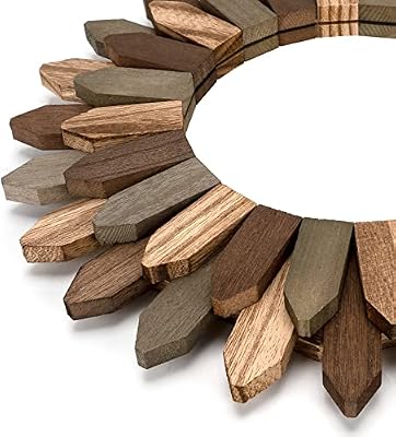 Honiway Boho Wall Decor 12 inch Decorative Mirror with Rustic Wood Sunburst Frame, Perfect for Bedroom, Living Room, Bathroom, Kitchen - image 3 of 4