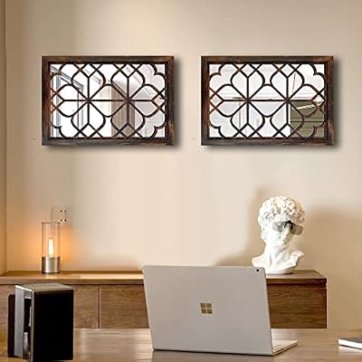 Wocred Set of 2 Rectangular Wall Mirror,Gorgeous Rustic Farmhouse Accent Mirror,Caramel Color Entry Mirror for Bathroom Renovation,Bedrooms,Living Rooms and More(11”x15”) - image 3 of 4