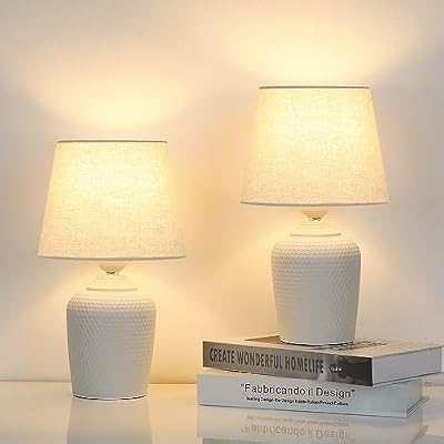 11.8’’ Small Table Lamps Set of 2 for Bedroom Kid’s Room, Beige & White - image 2 of 4