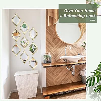 Tanlade 9 Pcs Teardrop Wall Mirror Gold Decorative Wall Mounted - image 4 of 4