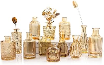 TBWIND Gold Amber Glass Bud Vases Set of 12, Small Vases for Flowers - image 2 of 4