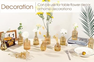 TBWIND Gold Amber Glass Bud Vases Set of 12, Small Vases for Flowers - image 3 of 4