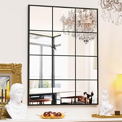 Suidia Wall Mirror, 30" x 40" Window Decorative Mirrors, Metal Framed Wall Decor Wall-Mounted Mirrors for Bedroom, Living Room, Entryway, Black - image 4 of 4