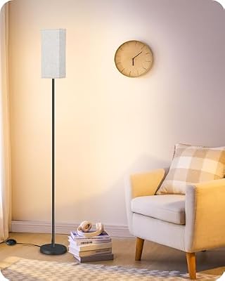 64.6" Floor Lamp, Pole with Foot Switch, Modern Standing Lamp Lampshade, Minimalist Freestanding Lamp (Bulb Not Included), for Living Room, Bedroom Office ETL Listed, Black and Beige E07LD05 - image 2 of 4