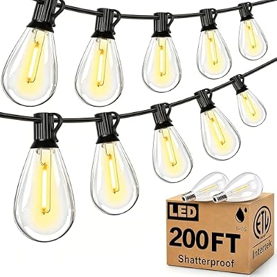 Tenmiro 200FT Outdoor String Lights, Ultra Long LED Patio Lights with Shatterproof High Brightness S11 Edison Bulbs, Outside Hanging Light Waterproof for Backyard Deck Porch Party Decor 2700K - image 2 of 4