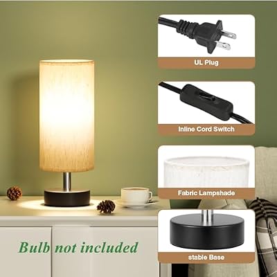 PartageiZ Small Table Lamp for Bedroom - Bedside Lamps for Night Stands - image 3 of 4