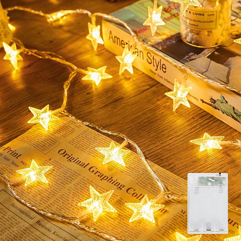 Minetom 50 LED Star String Lights, 17ft Fairy Lights Battery Operated - String & Accent Lighting, product photo on a white background