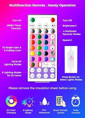 Minetom Color Changing String Lights,22 Colors 100 LED 33FT Outdoor Indoor Waterproof with Remote, Twinkle Christmas Lights, Plug in Fairy Lights for Halloween Easter Valentine's Xmas Party Decor - image 4 of 4