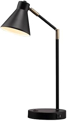 O'Bright Astrum - LED Desk Lamp with Dual USB Charging Ports, 100% Metal, 270 Degree Swivel Arms, Soft White Light (3000K), Bedside & Home Office Table Lamp, ETL Listed, Black - image 2 of 4