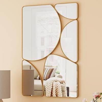 SHYFOY Antique Gold Mirror, 35"x24" Abstract Decorative Wall Mirror - image 2 of 4