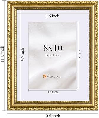 eletecpro 8x10 Vintage Picture Frame, Glass Cover, Gold, 4-Pack - image 4 of 4