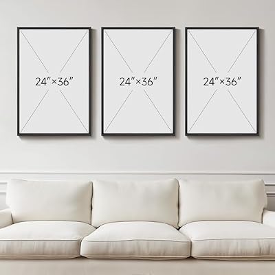 Large Framed Neutral Abstract Wall Art for Living Room,Set of 3, 24x36 In - image 4 of 4
