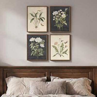Framed Vintage Botanical Floral Wall Art for Bedroom, 4 Piece 11x14 In - image 2 of 4