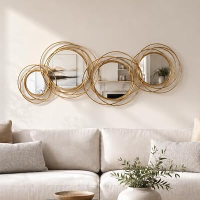 4-Circle Gold Decorative Wall Mirror, 43.3 x 17.3 in - image 4 of 4