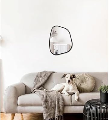 Asymmetrical Mirror for Wall Irregular Oval Wood Frame Modern Unique Accent Wall Mirror Decorative Vanity Bathroom Living Room Bedroom Entryway Hallway Artistic Wavy Mirror Small 14"x10" - image 4 of 4