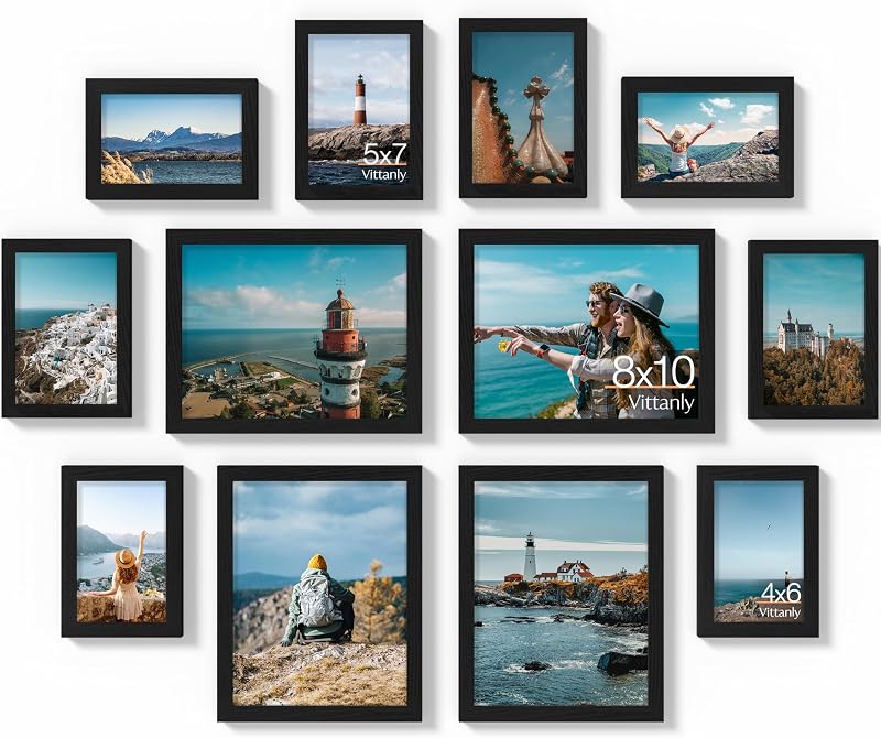 Vittanly 12 Pack Picture Frames Collage Wall Decor, Black - Wall Art, product photo on a white background