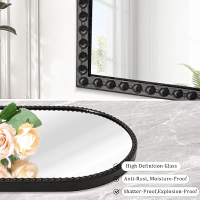Large Arch Wall Mirror, Arched Mirror for Bathroom, Vintage Metal Beaded Frame Decor Mirrors for Bedroom Accent Living Room Vanity Entryway - image 4 of 4