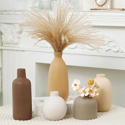 Modern Ceramic Vase Set of 5, Vases Home Decor Rustic Farmhouse Decorative - image 3 of 4