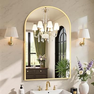 Sweetcrispy 24"x 36" Arched Gold Bathroom Mirrors for Wall - image 2 of 4