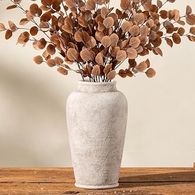 Ceramic Large Flower Vase, Rustic Vase Tall Farmhouse Decorative Vase Floral Pottery Vases for Home Decor Table Living Room Entryway Mantel Bedroom Bathroom Kitchen - 11" D - image 2 of 4