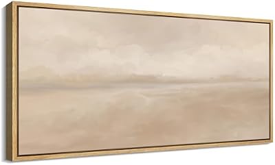 MUDECOR Extra Large Framed Canvas Print Wall Art Soft Beige Horizon Tranquil Neutral Abstract Illustrations Decorative Colorful Multicolor for Bedroom - 60"x30" - image 2 of 4