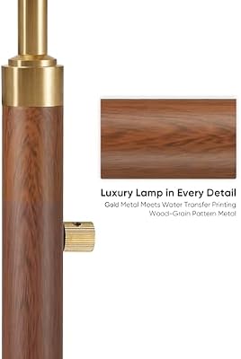 Dimmable Floor Lamp for Living Room, 65" Tall Metal Standing Lamp with LED Bulb, Mid Century Modern Arc Floor Lamp with Linen Shade for Bedroom, Reading Room, Office & Nursery, Gold and Walnut Color - image 4 of 4