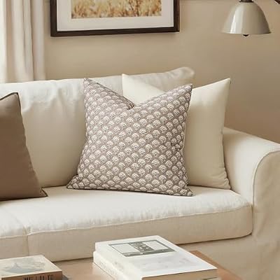 MIULEE Floral Print Decorative Pillow Covers 18x18, Light Taupe - image 3 of 4