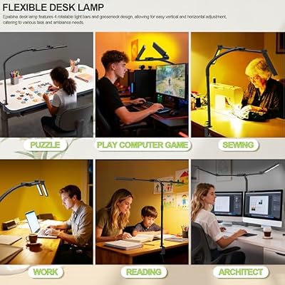 24W Bright Led Desk Lamp with Remote, 1500LM Architect Desk Light for Home Office with 4 Adjustable Light Bars & Clamp, Gooseneck Tall Drafting Table Lighting for Computer Monitor Hobby Puzzle - image 4 of 4