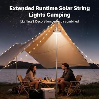 OGERY Solar Camping String Lights, 5400mAh/ 49.2FT/ 11 Modes Rechargeable - image 3 of 4